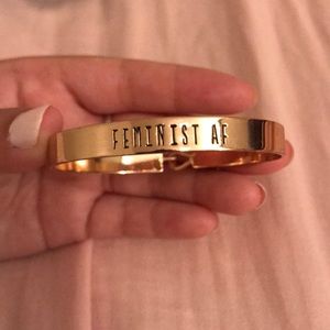“Feminist AF” rose gold bracelet